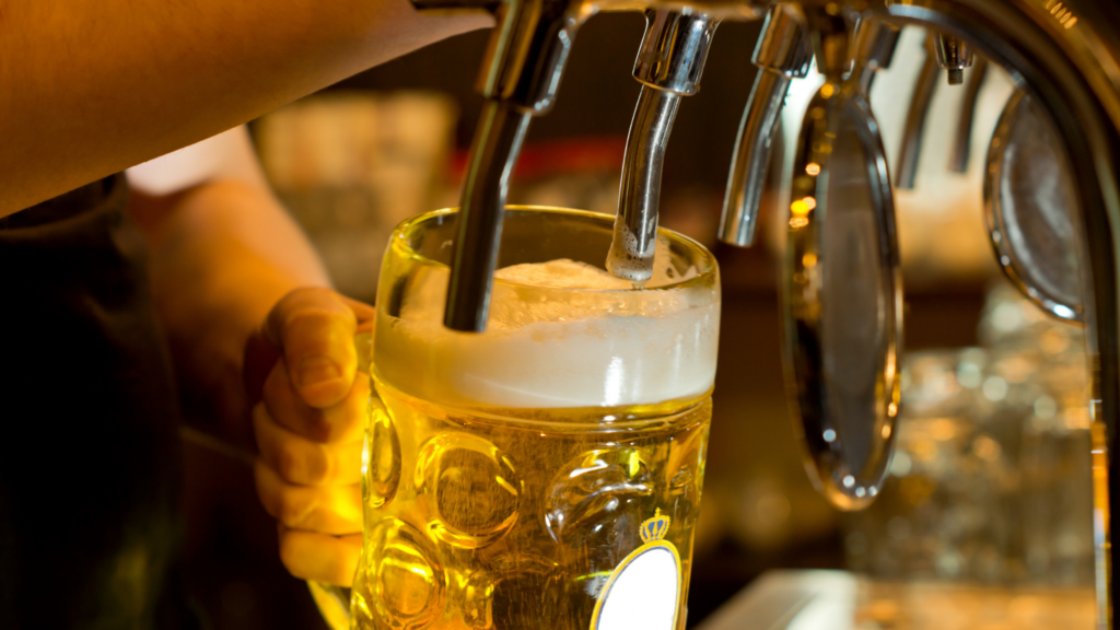 Pouring a pint in the pub