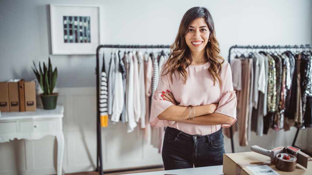 woman working in a clothes shop